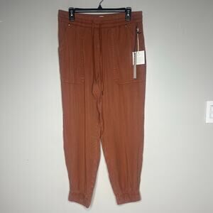 NEW Nicole Miller 100% Lyocell Cargo Pocket Jogger Ankle Pants Size L Terracotta
